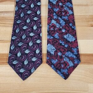 Zianetti + Damon Silk Ties Lot of 2 Textured 56.5- 58" Long - Between 3.5-4" Wid